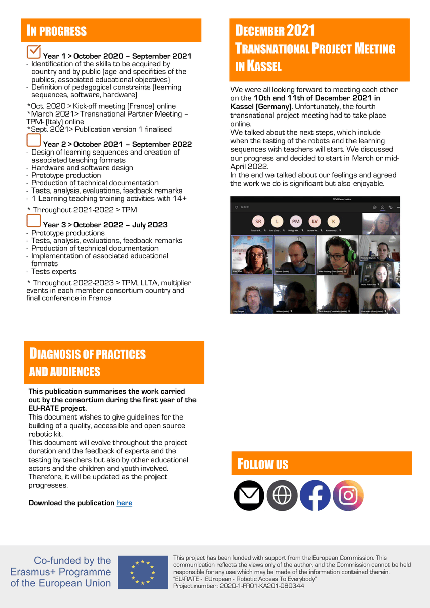 eu_rate's tweet photo. // THE 2ND NEWSLETTER IS ONLINE //
Small update about the Eu-Rate project!  You can also find the newsletter in Portuguese, German, Italian and French on our website https://t.co/grWSuwOeM8 .🇪🇺🤖
@ScuolaRobotica @laurent_leta @JorgSteiper @esbarcelinhos @ligue_NA @ErasmusplusFR https://t.co/XNwfgDKW1v