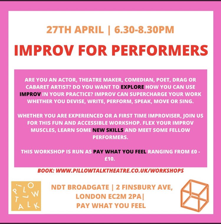 PillowTweetTalk's tweet image. Happy Monday! Only a couple of days until our @newdiorama workshop for performers! Book your PAYWHATYOUFEEL place now here:

pillowtalktheatre.co.uk/workshops
