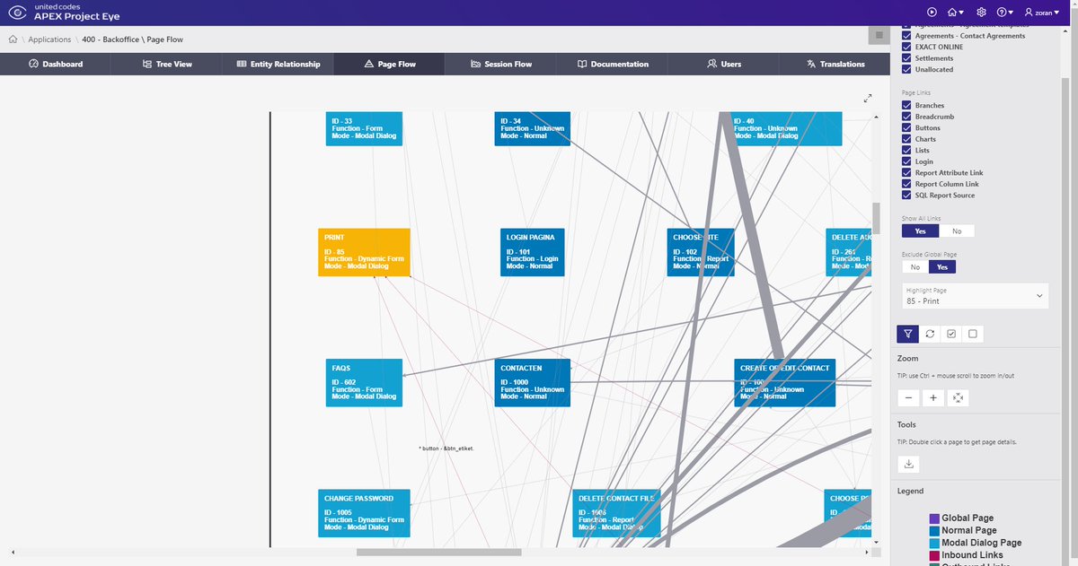 zoran_tica's tweet photo. Ever got lots in #orclapex application and had no clue how to navigate to a certain page? Well, #apexprojecteye can help You A LOT for get found again 😀 It's module "Page flow" just showed me a path! @united_codes thank You! https://t.co/1u66cFkODC