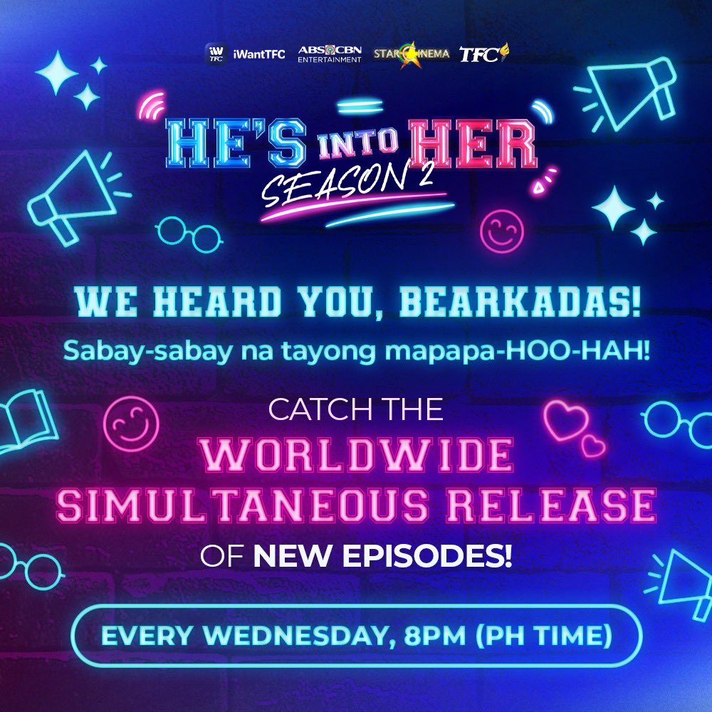 Bearkadas! Sabay-sabay na tayong hahabulin ng mga puso. Dahil sabay-sabay na nating mapapanood ang NEW EPISODES ng #HesIntoHerSeason2! 💙❤️
Catch the WORLDWIDE SIMULTANEOUS RELEASE every WEDNESDAY, 8PM (PH Time) on iWantTFC! HOO-HAH! bit.ly/FBiWantTFCHIH2
