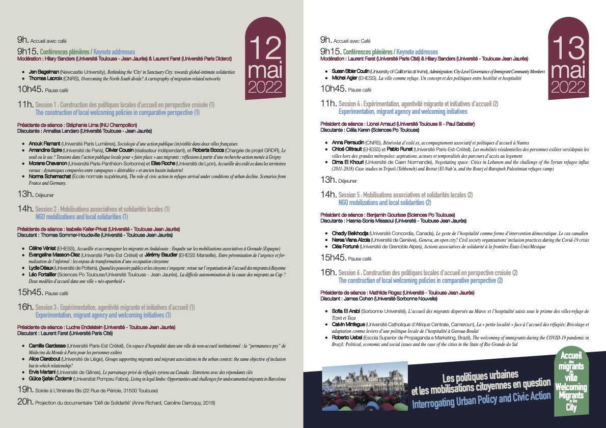 cas_ut2j's tweet photo. 📣 Les 12-13/05 aura lieu le colloque international "l’Accueil des migrants en villes : les politiques urbaines et les initiatives citoyennes en question / Welcoming migrants in the city : questioning urban policy and civic action" !
🚩 F417 - MdR - UT2J

⤵️ Affiche et programme https://t.co/kqTMPo8Y0H