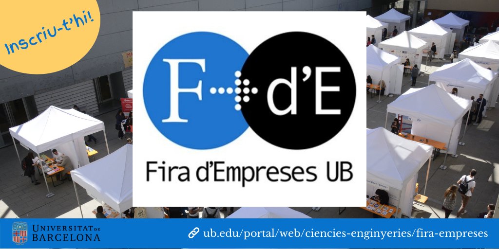 #EstudiantsUB | Prepara’t per anar a la Fira d’Empreses de Ciències i Enginyeries:

▶️ Taller sobre el curriculum vitae
▶️ Taller sobre networking professional 
▶️ Taller sobre com funciona una fira d’empreses

✍️ Inscriu-t’hi i aconsegueix 1,5 ECTS!

👉 ub.edu/portal/web/cie…