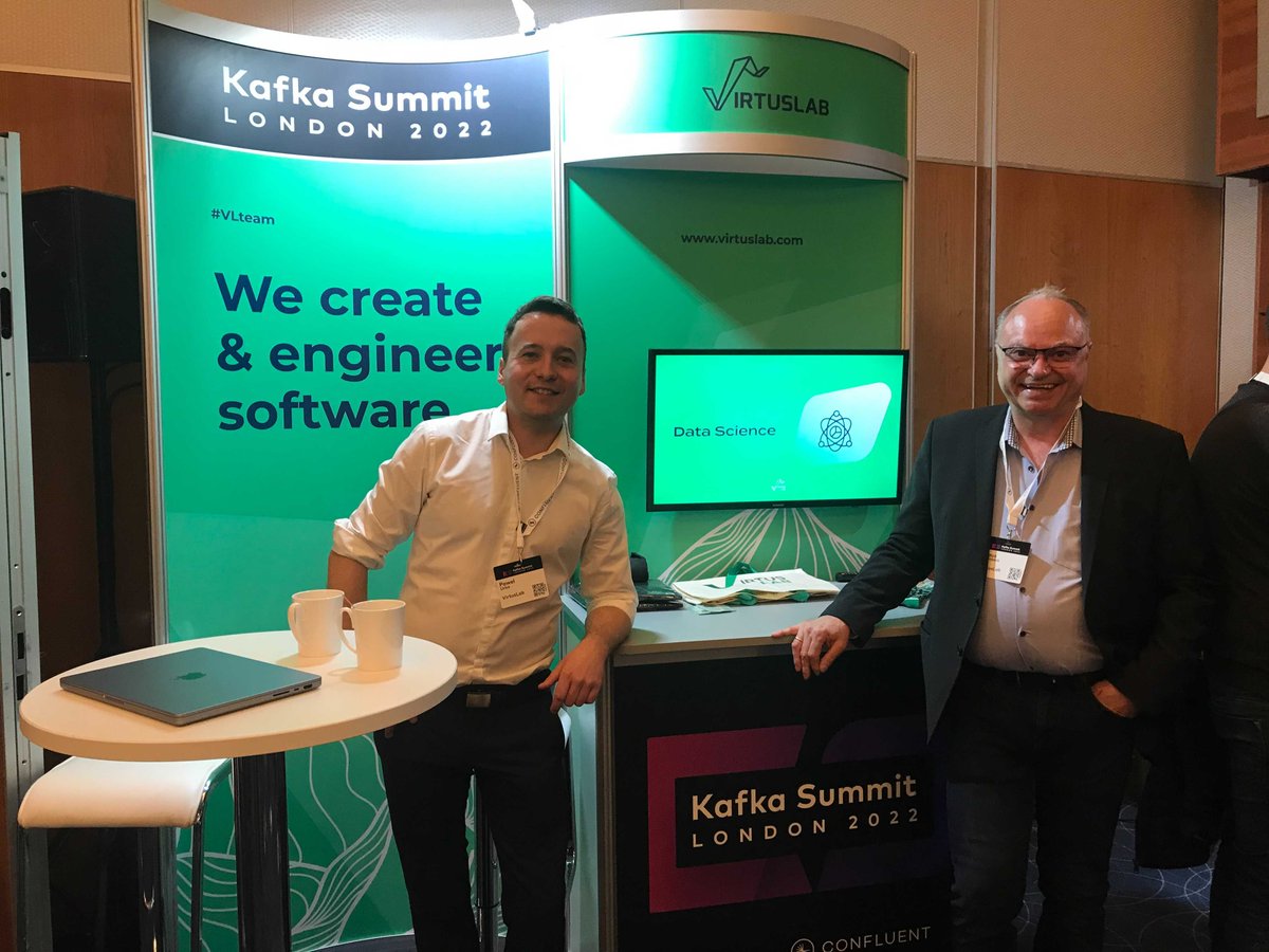 VirtusLab's tweet photo. We are at #KafkaSummit! 🔥

Come by to chat with our #VLteam including COO @tstokrk &amp; CTO @pdolega, who are waiting for you at the booth near the auditorium entrance.

Good to meet again in person! @apachekafka @confluentinc https://t.co/s0VXSDTvCJ