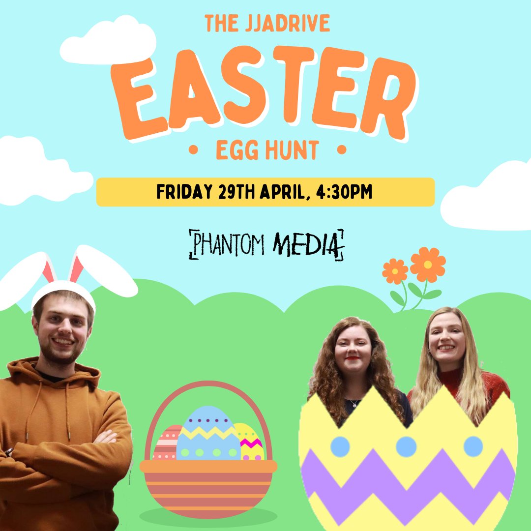 JJADrive's tweet photo. Delayed due to Covid, we are SO excited to announce that the JJADrive Easter Egg Hunt is happening THIS FRIDAY!! Set your alarms for 4:30pm to listen to Jess and Anna hunt around the Kedleston Road site for some chocolate eggs... #DriveTimeEggHunt 
@DerbyUnion @PhantomMediaUS https://t.co/Op2JqXuDjp