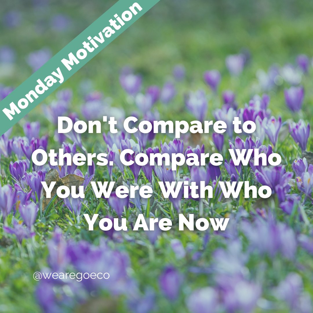 WeAreGoEco's tweet photo. Our dose of #mondaymotivation ✨ to get you started for the week 😊

We all come from different places, with different abilities, different obstacles and different talents. 
The only person you should be comparing yourself with today is who you were before. https://t.co/Y7L8xcDN17
