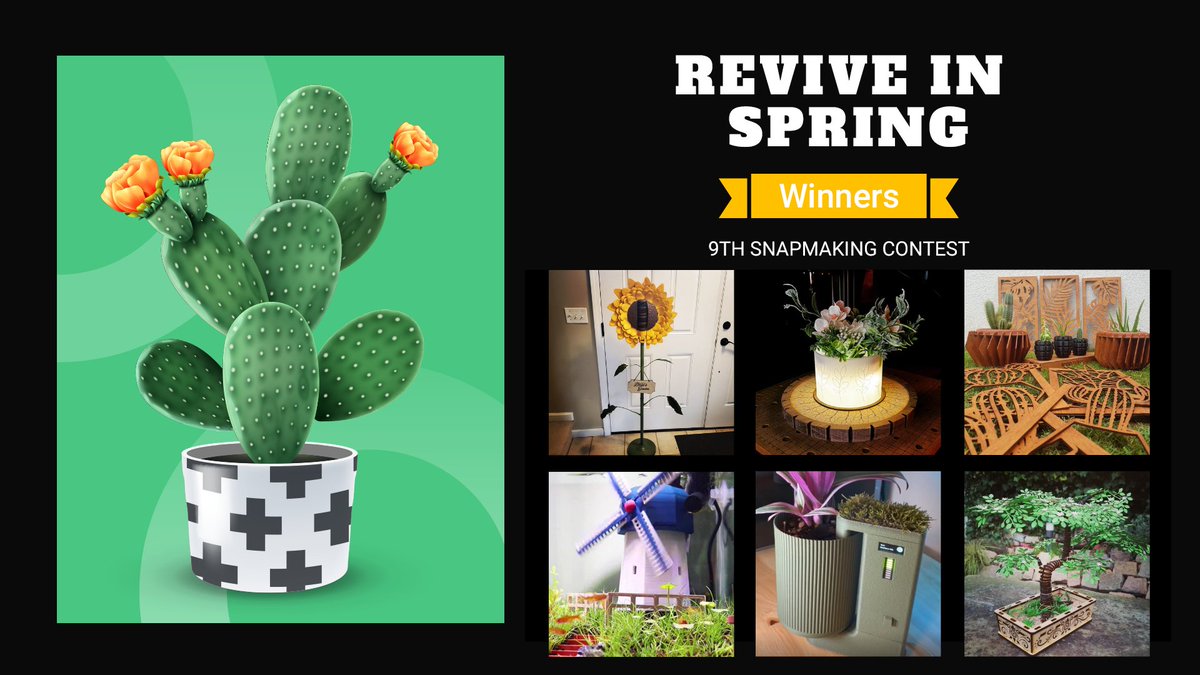 snapmaker's tweet image. Congrats to the winners of 9th #Snapmaking Contest! 

🥇Akifumi Ueno -$1,000 Coupon
🥈Mike Dyer -10W High Power Laser Module
🥉Wyatt Weaver - $200 Material Coupon
🏅Lucky Prize: BakerBear Designs, lennart_lamoller, Bashkim A. Selmani

More about contest :
bit.ly/3MpdPDO