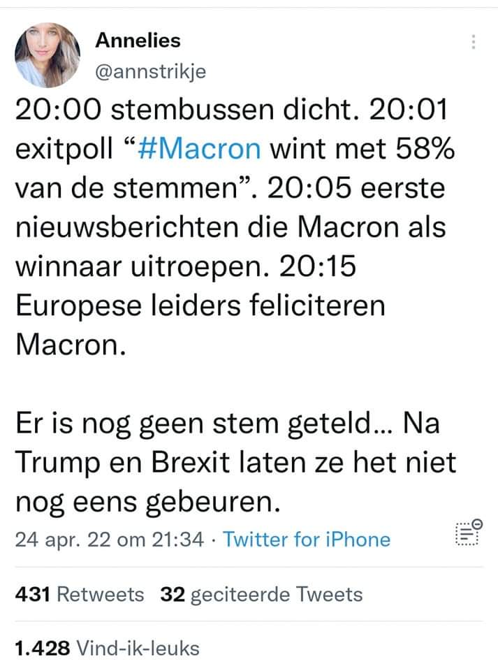 CruisersMaui's tweet photo. #presidentielles2022 #leugenaars #verkiezingsfraude #WEFpuppets #voteofnoconfidence  #France https://t.co/4Ny9BQdRrQ