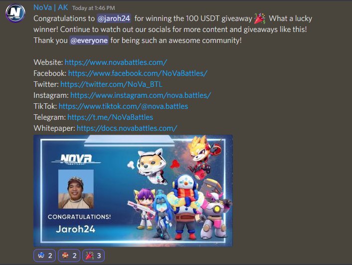 ManiaulJose's tweet photo. Thank you, Nova Battles Heroes  for the 100usdt giveaway.

Would you also like to be lucky just like me?

Join: https://t.co/0KPQf3Q2sh
Official Website: https://t.co/rmxeIUQPaW
to look forward for their upcoming giveaways!
Thank you! ❤️
#NovaBattles https://t.co/46TYi8iH0d