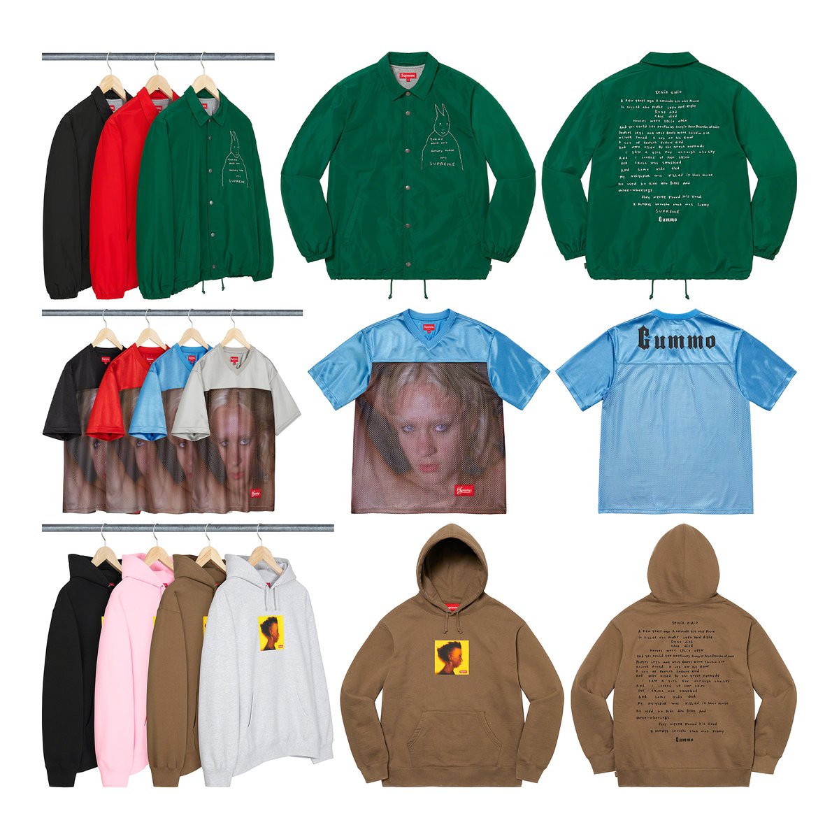 Supreme x Harmony Korine's Gummo collaboration, including coach