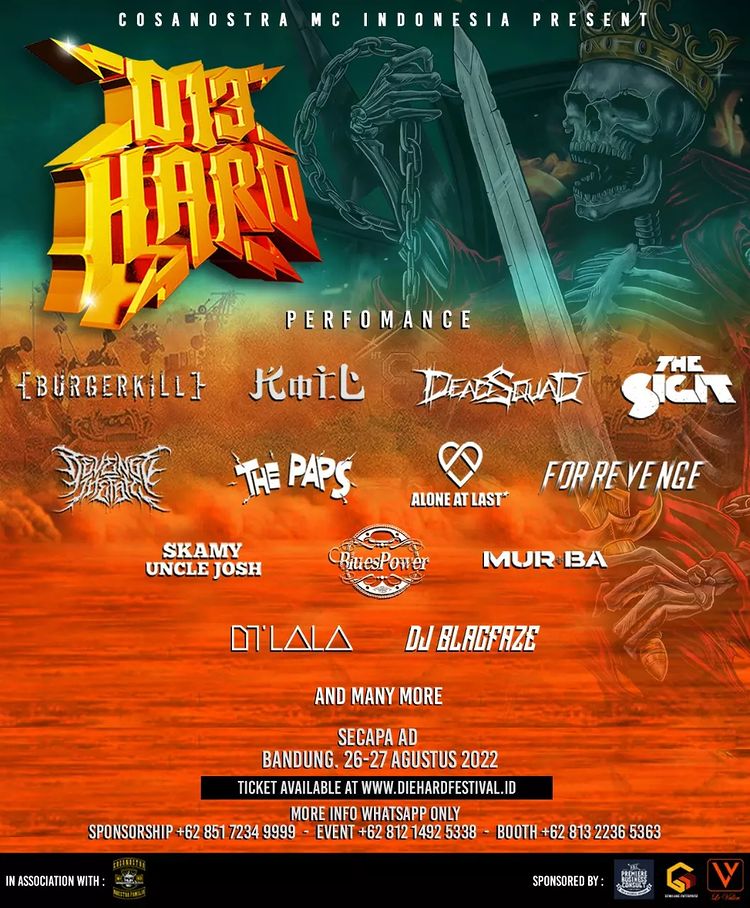 D13HARD FESTIVAL <a href="/d13hard/">La_Raza_D13hard</a>. Fest 2022
" Motorcycle Festival "

26 - 27 Agustus 2022
di Secapa TNI AD, bandung
w/ 
<a href="/burgerkill/">Burgerkill Official</a> <a href="/DEADSQUAD_Band/">DeadSquad Official</a> <a href="/koiltv/">KOIL BAND</a> <a href="/thesigit/">The SIGIT</a> <a href="/REVENGETHEFATE/">REVENGE THE FATE</a> <a href="/FORREVENGE/">for Revenge</a> <a href="/Alone_At_Last/">Alone At Last*</a> etc

ticket available at

diehardfestival.id