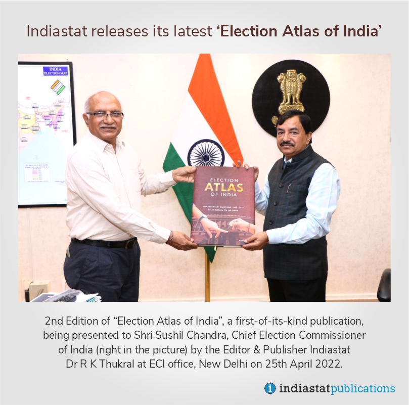Indiastats's tweet photo. Book Released today:Election Atlas of India - a first-of-its-kind atlas on India’s elections covering journey of parliamentary elections from the 1st Lok Sabha in 1952 to the 17th Lok Sabha in 2019.
View sample/order online https://t.co/LxiYc4EOcY
#ElectionAtlasOfIndia #Elections https://t.co/GV00F9y03K