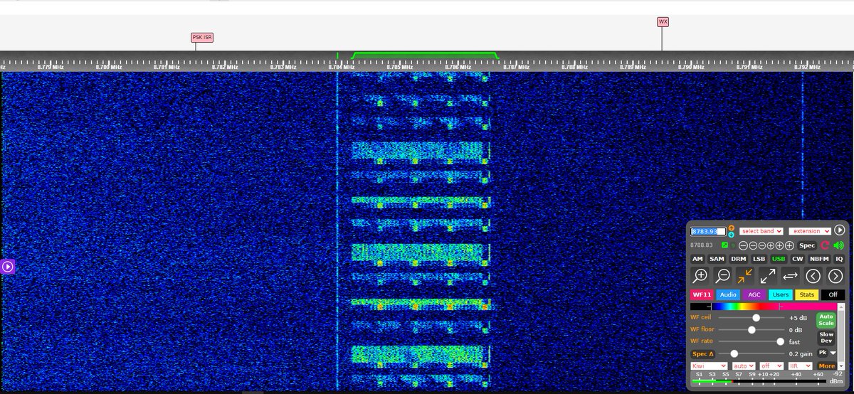 MilcomMP's tweet photo. Operating on the KiwiSDR in Vietnam and getting this repetitive digital signal on 8784 kHz at 1040 UTC. I don't have a clue on this one. Utility DXing is a world of strange sounds and wonderful surprises. Radio where history is heard every day. #TeakPub https://t.co/EJF84bxiHR https://t.co/DEKCJHjNE7