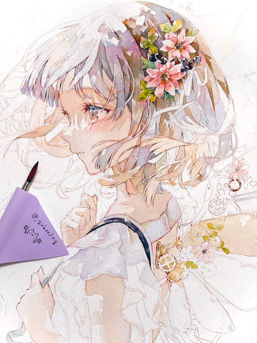 塗っています*wip
#watercolour #illustration 