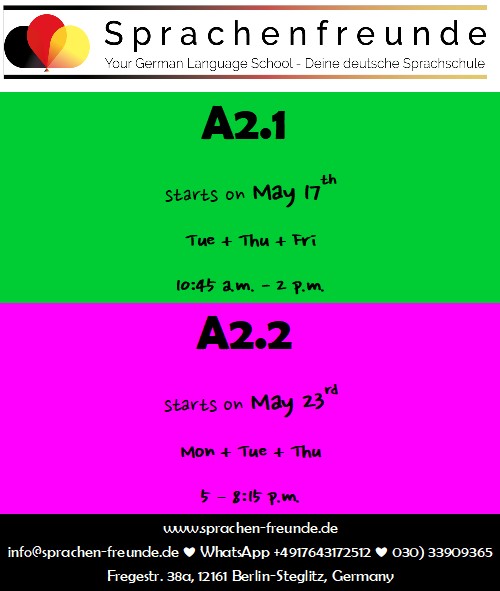 Sprachenfreunde's tweet photo. A2 im Mai (https://t.co/MQo5vVpzHQ) #deutschlernen #sprachenfreunde #germanlanguage https://t.co/MMwqK6rlAE