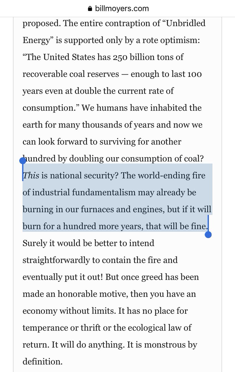 relevantwendell's tweet photo. @brchastain Have you read Wendell Berry’s book - “The World Ending Fire?” https://t.co/jZarVAP4Iw