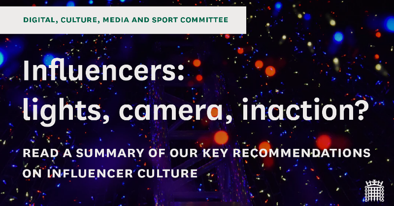 CommonsCMS's tweet photo. 📸Influencers have disrupted the media landscape.

🕶️Behind the perceived glamour, this is a challenging career and an industry in need of tighter regulations

👇 Read the key points in this summary of our report on influencer culture

#InfluencersInquiry