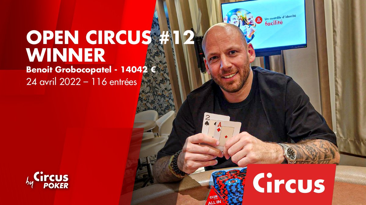 ClubCircusParis's tweet photo. 🥇#OpenCircus: Un maxx' de bruit pour Benoit qui débloque son compteur de victoire en triomphant sur cette 12e édition !
Mentions spéciales pour Pengju (2e) et son incroyable semaine, à Mounsif (12e) arrivé à la toute fin des Late Reg et Koraly, meilleure perf féminine (8e) ! 💃 https://t.co/xyr8AYgUDA