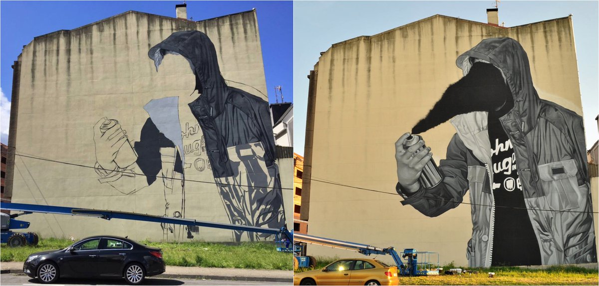 MurosDerrubando's tweet photo. "Vergoña" de #Sekone En proceso e rematado.
📷 @ALCrego_

#Carballo #derrubandomurosconpintura #rexenerafest #streetart #art #graffiti #urbanart #graffitiart #artist #artwork #travel #painting #mural #picoftheday #wallart #arte #contemporaryart #streetarteverywhere https://t.co/JQvQ7N8Qx3