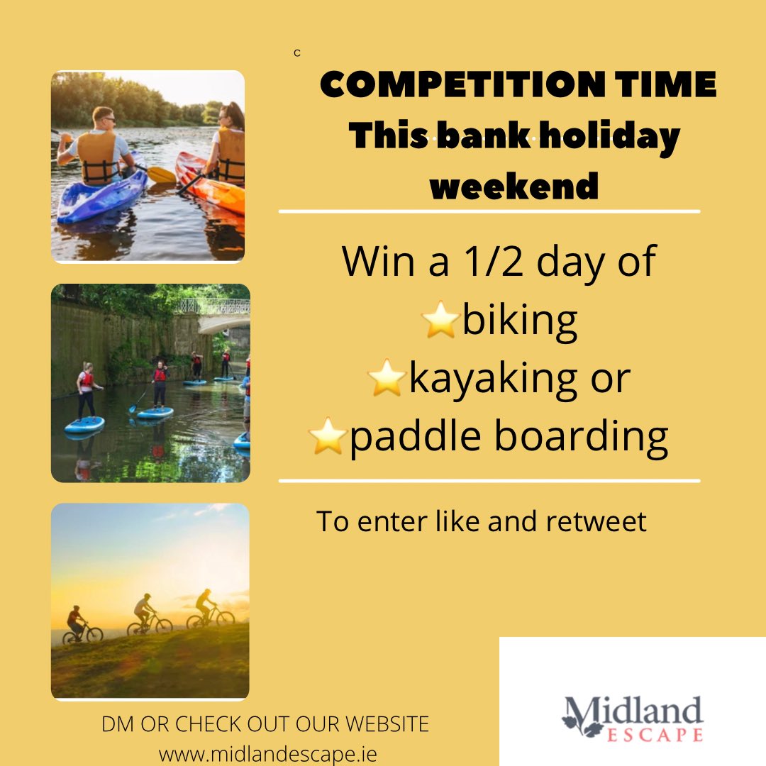 Plans for the bank holiday weekend???
Check this out
#cycling #kayak #paddleboarding #laoistourism #discoverlaois #slieveblooms #mountains #blueway #islandwaters