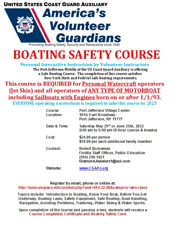Want (need) to become a better and more knowledgeable boater? Here are three upcoming boating certification classes on Long Island. 

One is free. One gives you pizza and a museum pass. Your move.

#boatingeducation #boatingsafety #LongIslandBoating