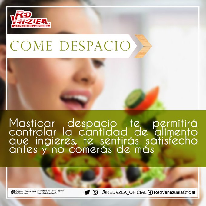 REDVZLA_OFICIAL's tweet photo. #TipsSaludable | Mastica bien cada bocado, intentando percibir los sabores de cada ingrediente del plato. Esto concentrará tu atención en lo que comes y demorará tu ingesta.
#25Abr  #AquilesNazoaEsDelPueblo https://t.co/4ajdZo5qR5
