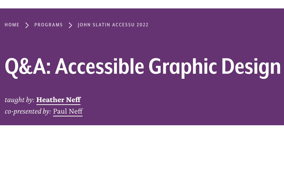 Join our founder <a href="/HeatherSNeff/">Heather S. Neff</a> at the John Slatin AccessU 2022 powered by <a href="/knowbility/">Knowbility</a>. #A11y #accessibility  knowbility.org/programs/acces…