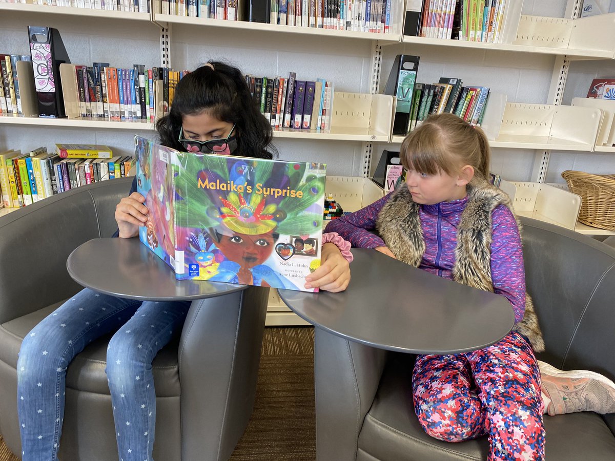 MrsPungitore's tweet photo. Reading with our Grade 5 friends to decide which #silverbirch book is our favourite! @MrNinthelibrary @TribuneDrive https://t.co/64dFbTCL73