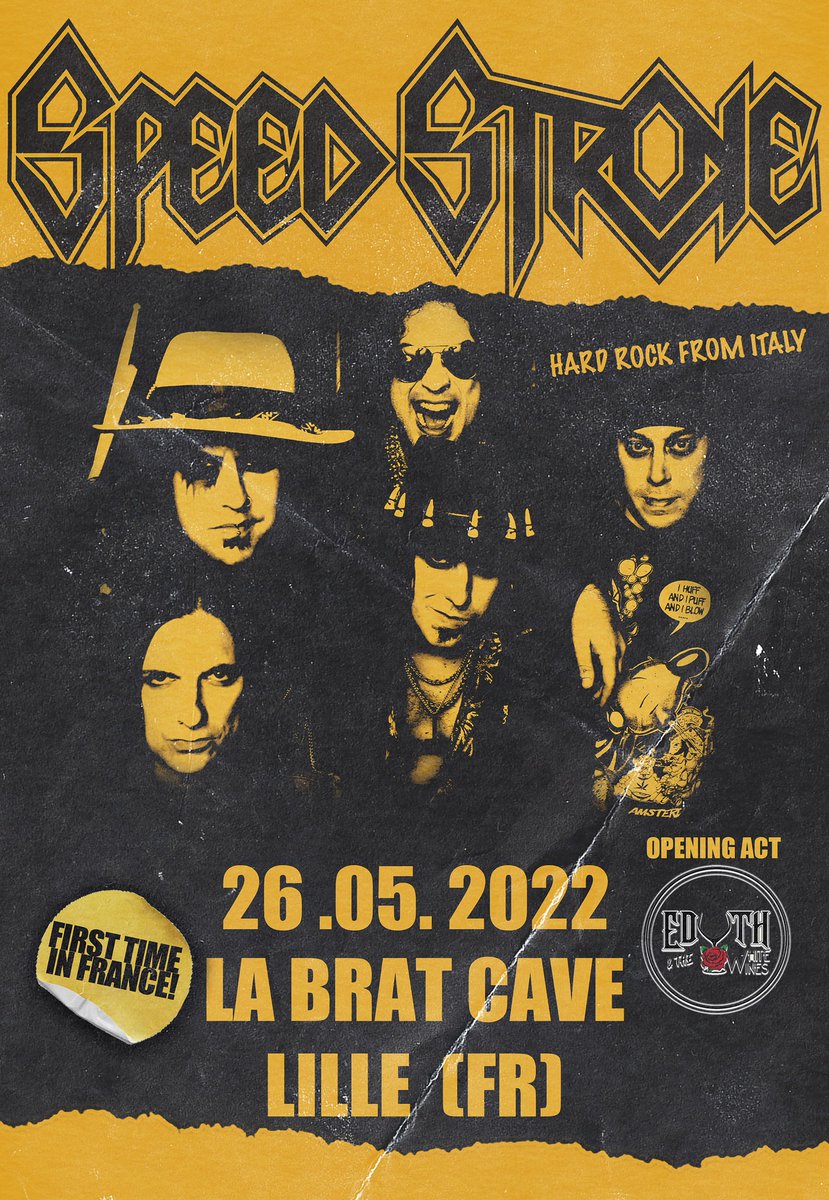 HDynazty's tweet photo. Pour la 1ère fois en France: concert de SPEED STROKE à Lille le 26 mai.
+ d'infos:  https://t.co/P5riOt1Bvf
#hardrock #concert #lille #concertmetal https://t.co/MrEM8oGIHx