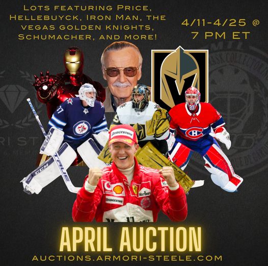 GoalieMaskColl's tweet photo. APRIL AUCTION ENDS TODAY!
HEAD OVER TO BID NOW BEFORE 7PM EST.

#NHL #F1 #Marvel 
#thehobby https://t.co/SC7ngxfTGU