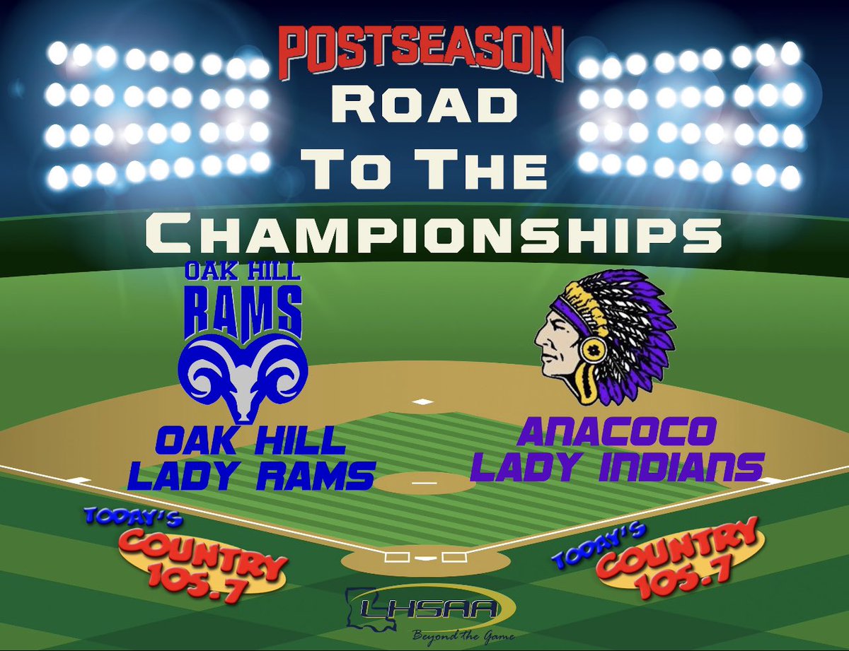 WCLASports's tweet photo. CLASS B STATE SEMIFINALS

🥎Oak Hill Lady Rams vs Anacoco Lady Indians🥎
📅 Friday, April 29, 2022
⏰ 4:00 - Field 18
🎙 Chaston Tavares
📻 Todays Country 105.7

🎟 https://t.co/3W2NRTBH4r

LISTEN LIVE: https://t.co/ihwByJpnhU https://t.co/uJ7gJH40Df