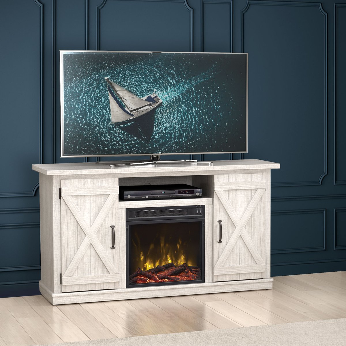 Modern farmhouse style meets a perfect way to save money &amp; energy in this TV stand for TVs up to 55" with electric fireplace <a href="/Walmart/">Walmart</a> Turn down your home's thermostat &amp; add heat only when and where you need it, &amp; you can save up to 15% on heating bills. ow.ly/2Cs350IRtUw