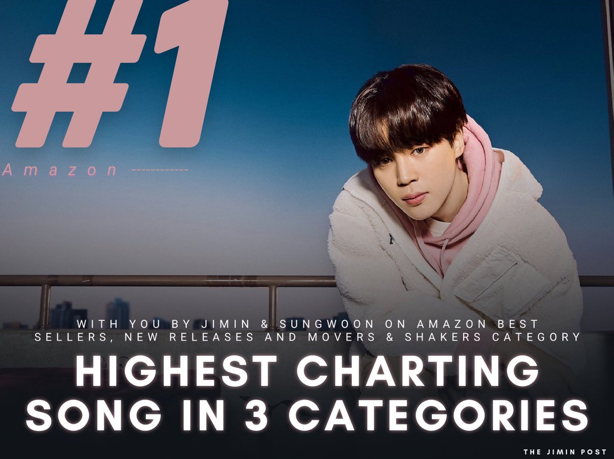 thejiminpost's tweet photo. “With You” by Jimin and Sungwoon is #1 on Amazon Global Bestsellers, New Releases and Movers &amp; Shakers category!! 

“With You” Instrumental version is also #2 in these categories on Amazon. https://t.co/dUWxVSOg46
