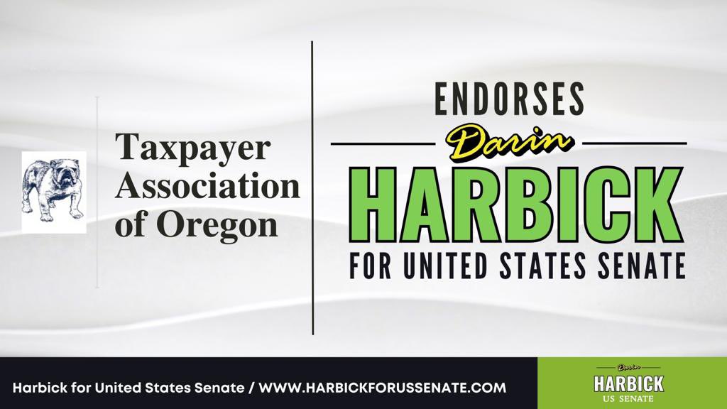 DarinHarbickOre's tweet photo. https://t.co/aaeguQS27K
Taxpayer Association of Oregon endorses - Darin Harbick for US Senate.
#harbickforussenate #harbickforussenate2022 #Harbick2022 #teamharbick #anewpathfororegon #oregon2022 #whereswyden #usa https://t.co/Up5Ne08sIP