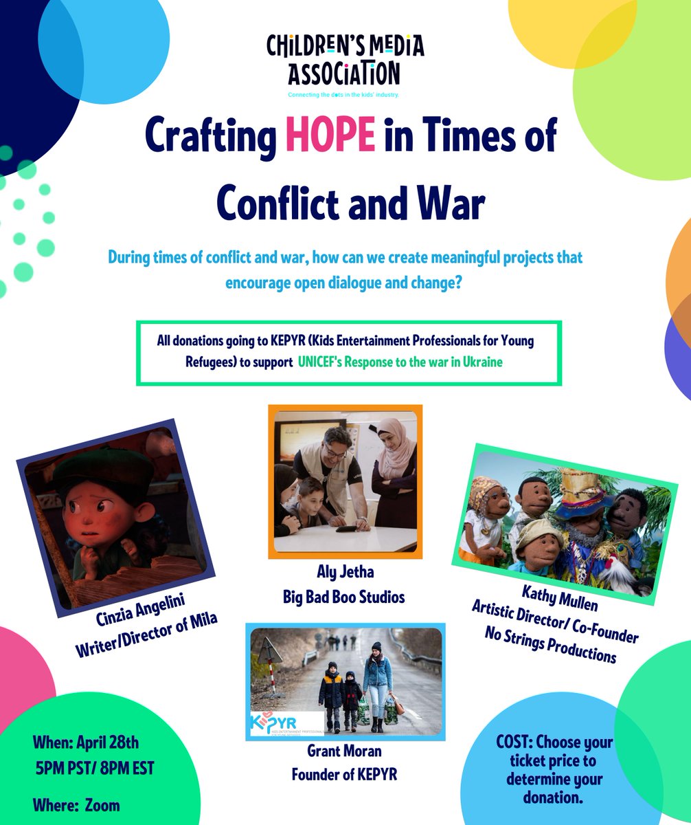 NEW DATE: Join us Thursday, 4/28, as kids' media comes together for a night of inspiration and positive action! Admission is free, but all voluntary donations go to KEPYR's Emergency Ukraine Relief Drive. Register at bit.ly/cmaHOPE.