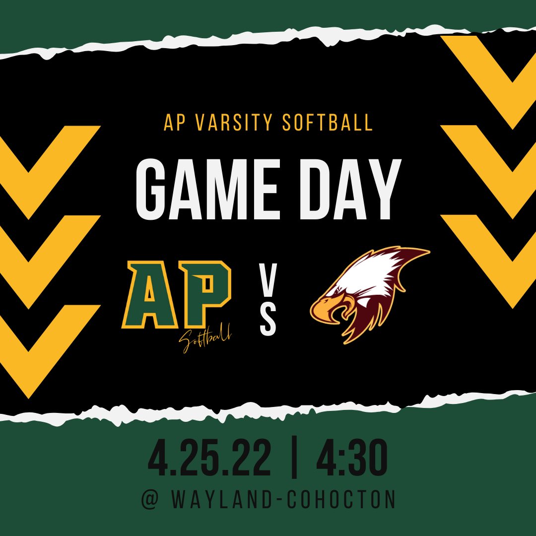 Sick_Technology's tweet photo. 🗓️ Monday 4/25
⏰ 4:30 pm
📍Wayland 
🆚 Wayland-Cohocton

🥎💚💛 https://t.co/oAOgxczflP