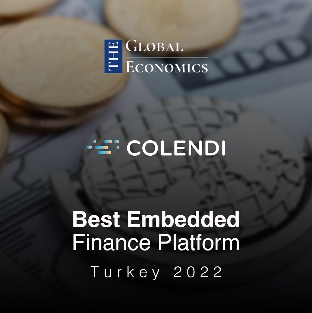 Really excited to announce that we have been chosen as the “Best Embedded Finance Platform – Turkey 2022” by The Global Economics Awards. 🏆

#TGE #TheGlobalEconomicsAwards #BestEmbeddedFinancePlatform #Colendi #EmbeddedFinance #EmbeddedFintech