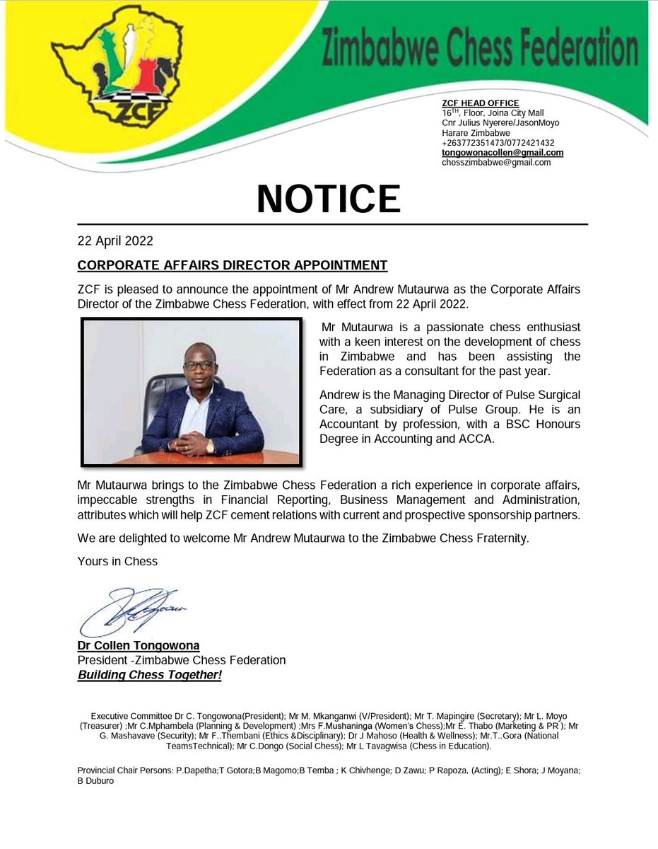 Zimbabwe Chess Federation tweet media