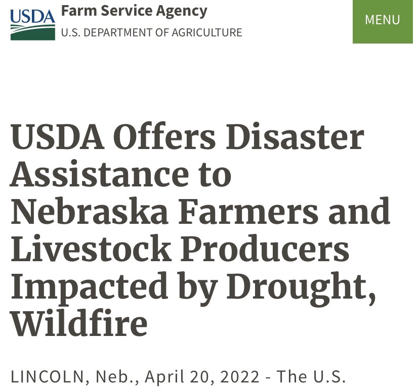 Homestead_Bank's tweet image. The USDA is offering Disaster Assistance to Nebraska farmers and rancher impacted by drought and wildfires. Learn more about how you may benefit from these programs from the link below. 
fsa.usda.gov/state-offices/…