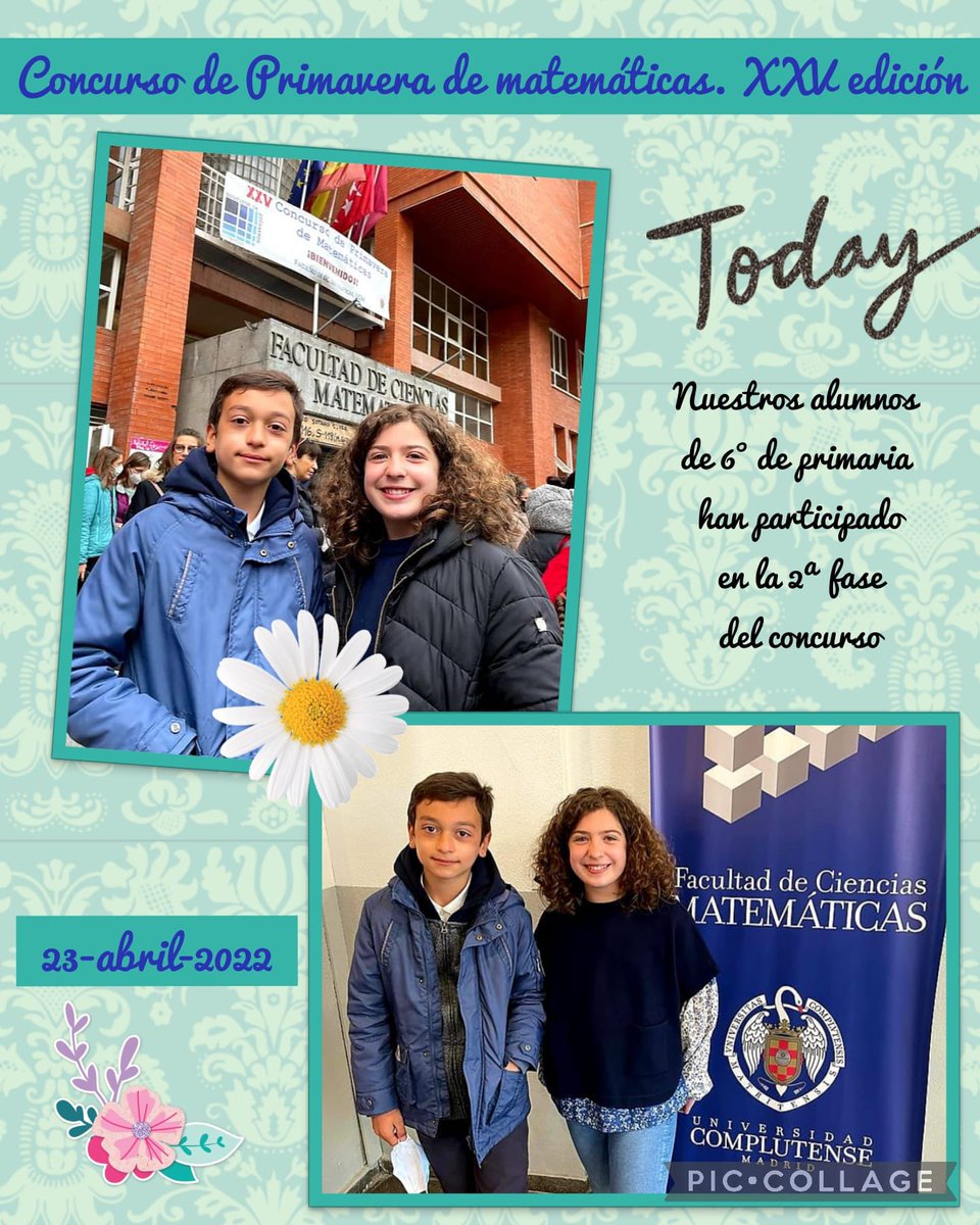 ColegioCabrini's tweet image. Felicidades a Ander y María por su clasificación y representación de nuestro colegio en la 2a fase del concurso de primavera de matemáticas. Estamos muy orgullosos de vosotros. #ColegioCabrini