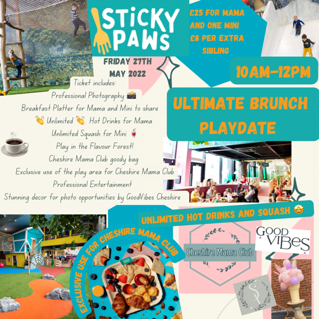 stickypawsff's tweet photo. Join us for a play date brunch with Cheshire Mama Club on Friday 27th May from 10am-12pm!🎉🌳

Tickets are £25 and include a brunch sharing platter, bottomless drinks, entertainment, a goody bag for mum and more!

Book here: https://t.co/kGhX996Tmi https://t.co/HwHdAw3yuo