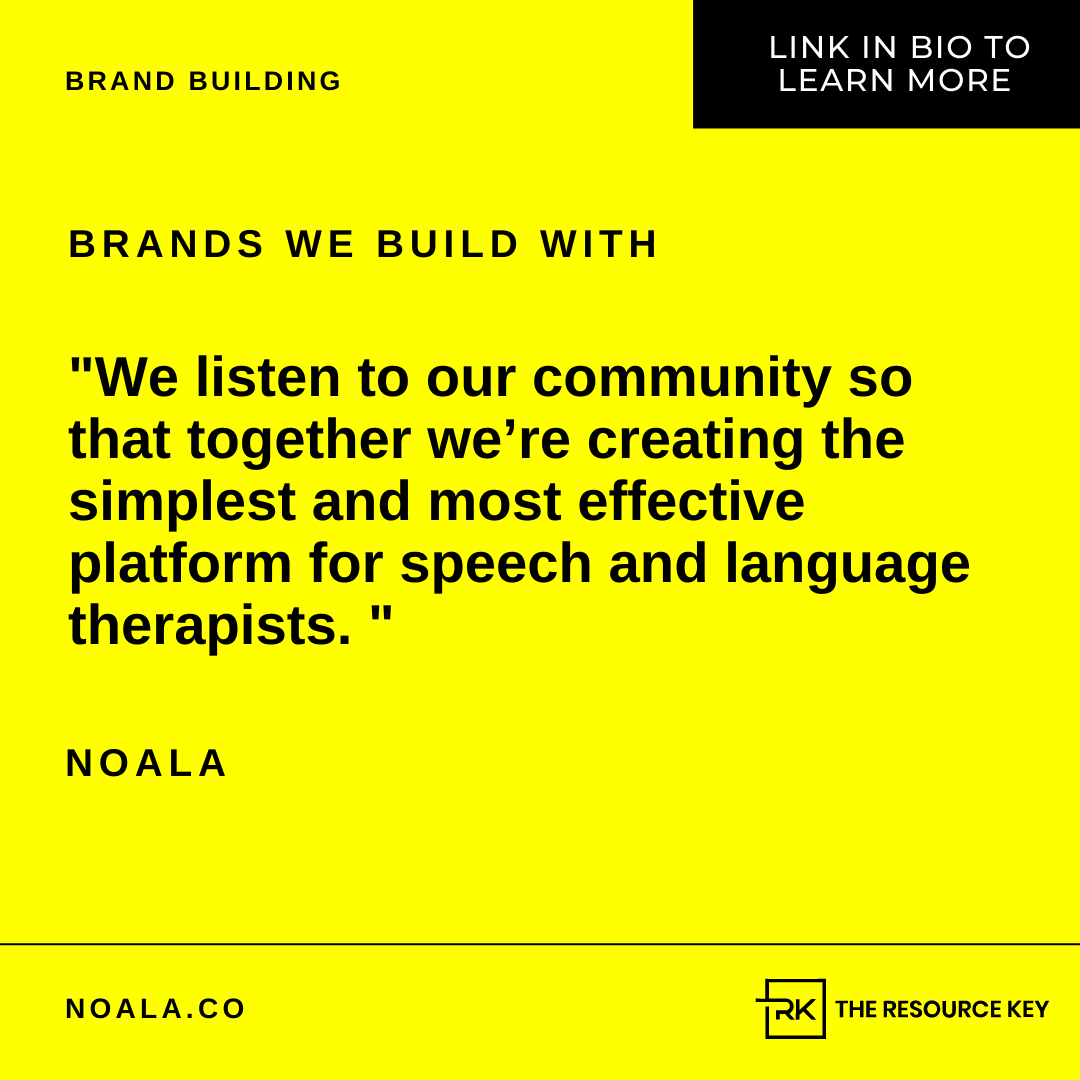 theresourcekey's tweet image. Brand Building with Noala.
&quot;We listen to our community so that together we&apos;re creating the simplest and most effective platform for speech and language therapists.&quot;   Noala-  @NoalaApp 

#BrandBuilding #Inclusion #TheResourceKey #InclusiveImpactBranding #Community