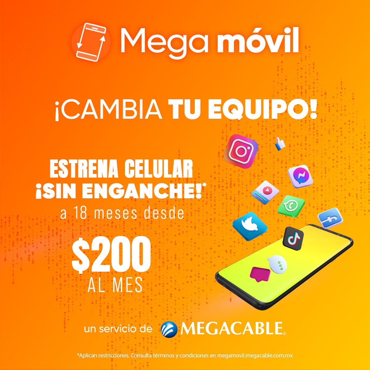 Megacable on Twitter: "📱Cámbiate a Mega móvil y suma 10 MB a tu