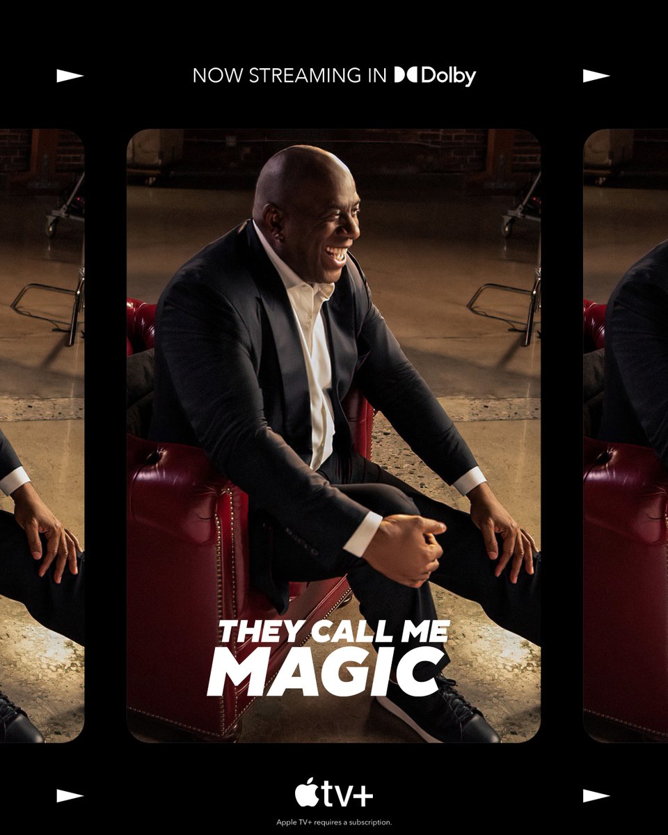 Dolby's tweet image. He’s Magic, on and off the court. Watch the 4-part docuseries #TheyCallMeMagic in #Dolby now on @appletvplus with the @appletv app. apple.co/DolbyMagic