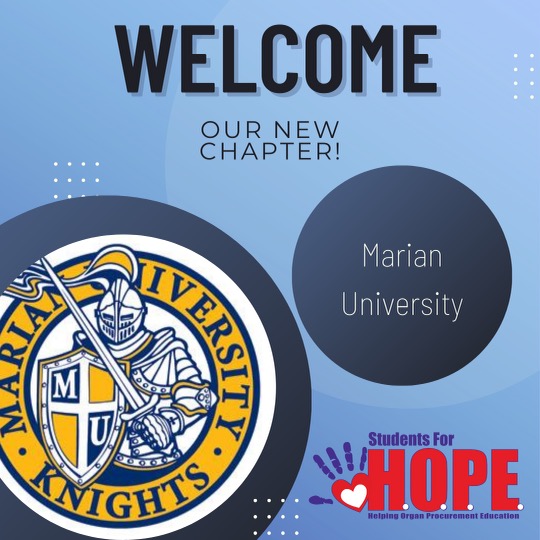 MaddogStrong's tweet photo. What an exciting way to kick off National Transplant Nurses Week… We're excited to announce our newest Students for H.O.P.E. Chapter at Marian University in Indianapolis, IN. Welcome Knights to the SFH Family! #MaddogStrong #studentsforhope #organdonation #DonateLifeAmerica https://t.co/kDM8oN3Jz3