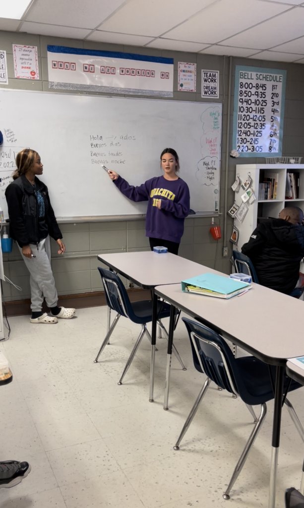 AHS_News's tweet photo. The Spanish III Class of Senior Martin Valdivia recently came to Mrs. Sara Adams' classroom to teach her students a lesson on Spanish. The students did an amazing job! https://t.co/h7oGWgvvEN