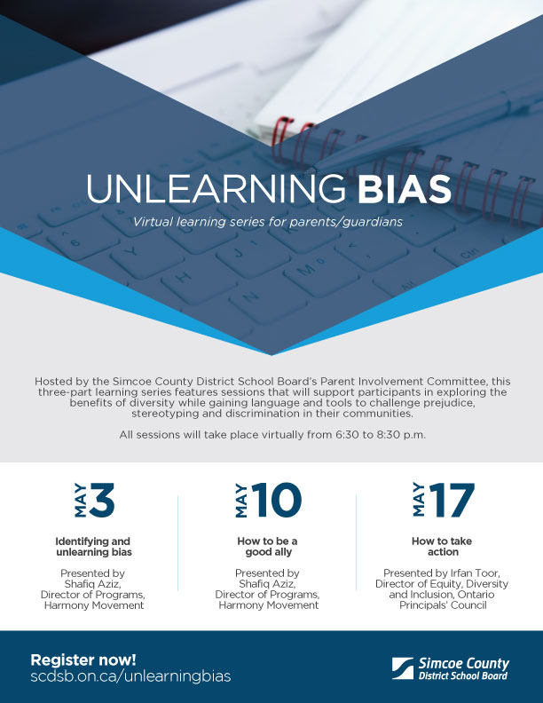 SCDSB_Schools's tweet image. Parents/guardians - you are invited to a learning series that will support participants in exploring the benefits of diversity while gaining language and tools to challenge prejudice, stereotyping and discrimination. 

ℹ️ Register to attend: scdsb.on.ca/unlearningbias