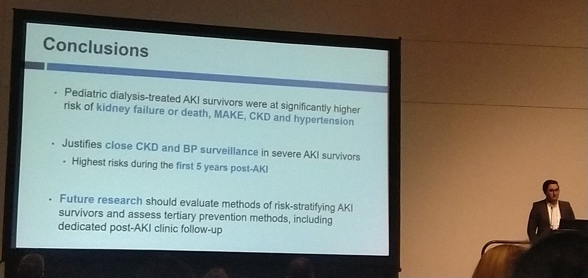 @KidneyCal presenting his results from long term follow up of AKI requiring dialysis.
Pediatric dialysis survivors have significantly higher risk of CKD and transplant, with highest risk in the first 5 years.
 #UrinetheKnow at #ASPN12