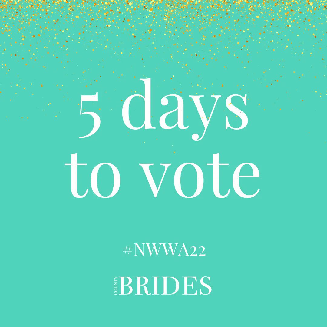 Just 5 days to cast your all important votes in this year's North West Wedding Awards! It can be close so every single vote really counts, cast yours here: buff.ly/3JWPp3P

#NWWA22 #NWWA #NorthWestWeddingAwards #countybrides #NWWA2022