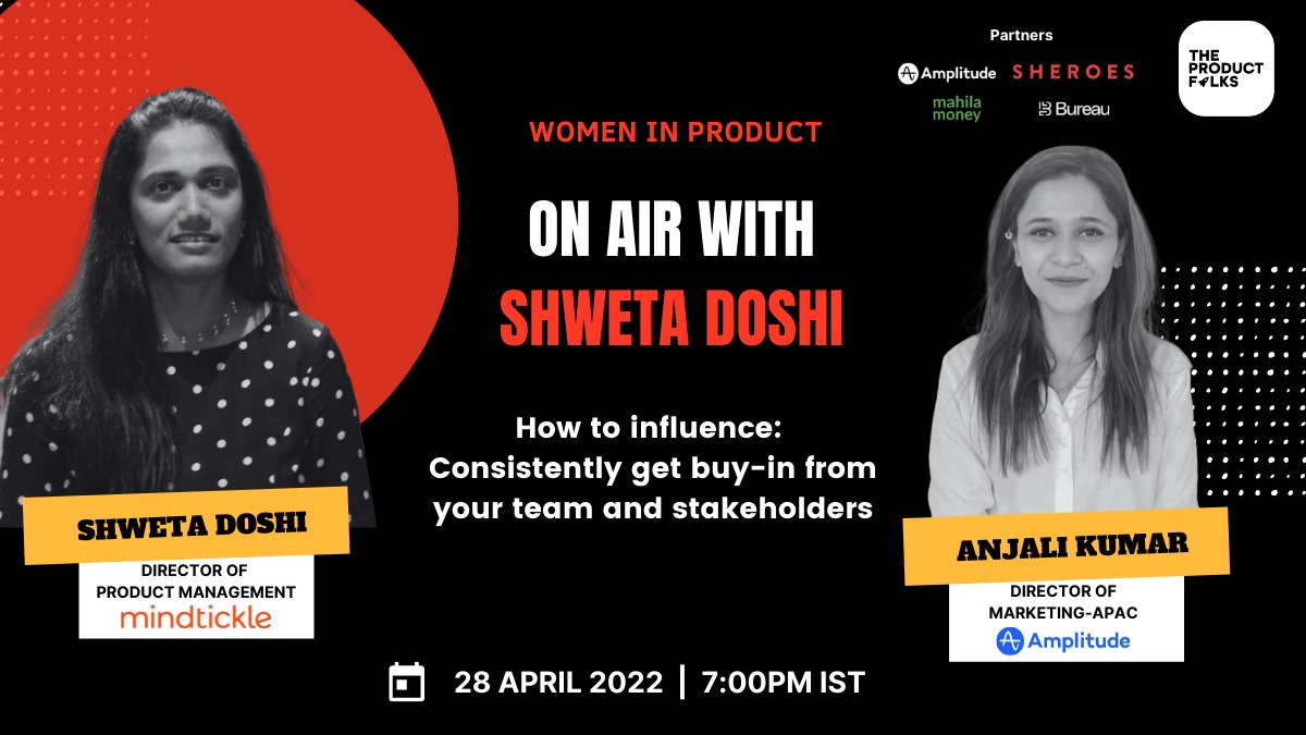 TheProductfolks's tweet photo. Elated for our first On-Air event in collab with @Amplitude_HQ 🚀

We've @shwedosh in conversation with @anji_io talking about How to Influence: Getting buy-in from your team &amp; stakeholders🤝

Expect a candid convo filled with insights &amp; anecdotes 🤩

Open only for WIP members! https://t.co/aVz9cnoJAk