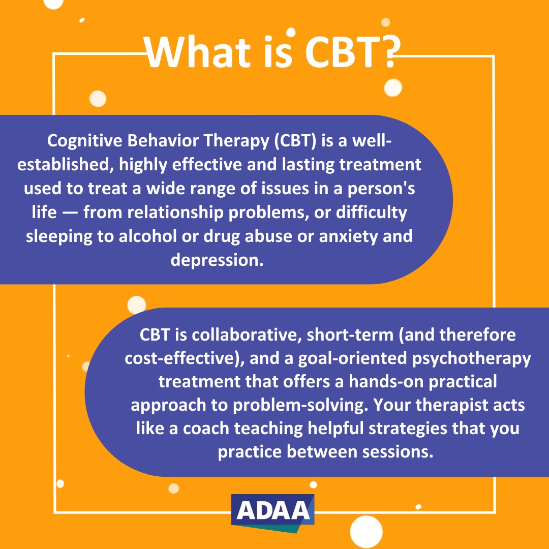 ADAA_Anxiety's tweet photo. Do you know what Cognitive Behavior Therapy is? 

CBT is a common therapy practice to help teach you how to control your thinking, maintain a sense of self-confidence, and develop meaningful coping skills throughout life. 

Learn more about CBT here: https://t.co/VhExmSEMJq https://t.co/Ehx7MBRlt4